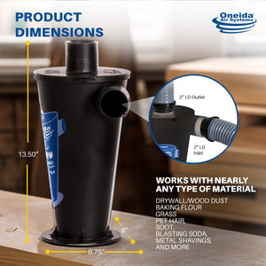 Oneida Air Systems Dust Deputy DIY Static Dissipative Cyclone Separator, Black - TRAPSKI