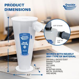 Oneida Air Systems Dust Deputy 2.5 Plus Anti-Static Cyclone Separator & Hose Kit