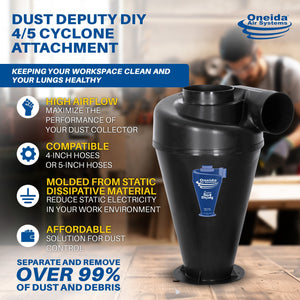 Oneida Air Systems Super Dust Deputy 4/5 DIY Cyclone Attachment, Accessory Only