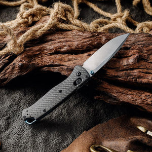 Onyx D2 Steel Folding Pocket Knife with Clip & Carbon Fiber Hnadle - TRAPSKI
