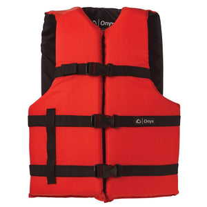 Onyx Nylon General Purpose Life Jacket - Adult Universal - Red - TRAPSKI