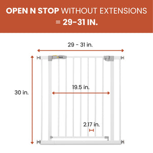 hauck Open N Stop Pressure Fit Baby Safety Gate for Openings 29 to 31", White