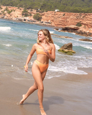 Tangerine Squeeze Lace up Crop Bikini Top