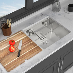 Gray Stainless Steel Undermount Bar Sink with Folding Faucet - Gray