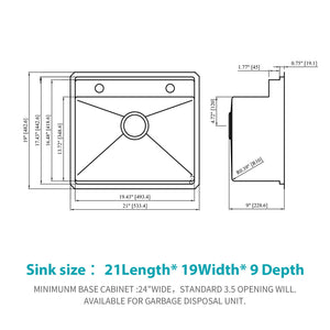 Gray Stainless Steel Undermount Bar Sink with Folding Faucet - Gray