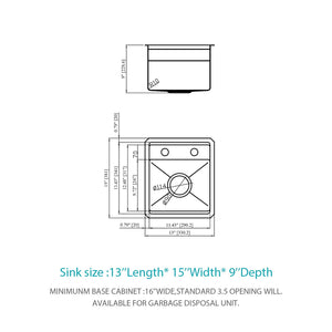 Gray Stainless Steel Undermount Bar Sink with Folding Faucet - Gray