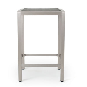 Outdoor 43" Aluminum Bar Table with Rattan Top - Gray / Silver