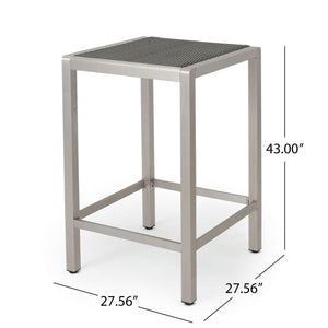Outdoor 43" Aluminum Bar Table with Rattan Top - Gray / Silver