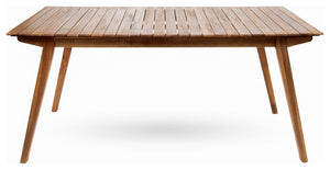 Outdoor 7-Piece Acacia Wood Dining Set with Taiga 69 Table and Cream Cushions