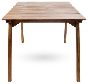 Outdoor 7-Piece Acacia Wood Dining Set with Taiga 69 Table and Cream Cushions