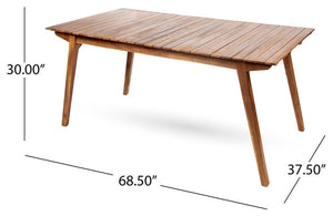 Outdoor 7-Piece Acacia Wood Dining Set with Taiga 69 Table and Cream Cushions