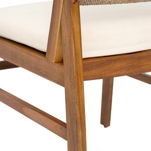Outdoor 7-Piece Acacia Wood Dining Set with Taiga 69 Table and Cream Cushions
