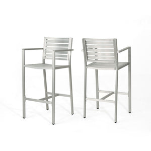 Outdoor Aluminum Rust Proof Barstools with Modern Design - Silver