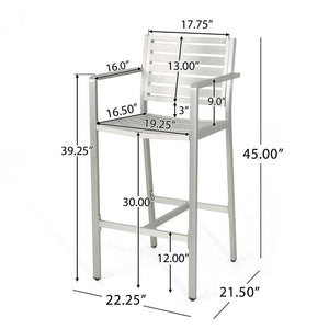 Outdoor Aluminum Rust Proof Barstools with Modern Design - Silver