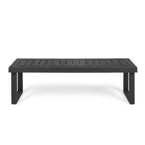 Outdoor Bench with Slat Panel Top and Base - Dark Gray
