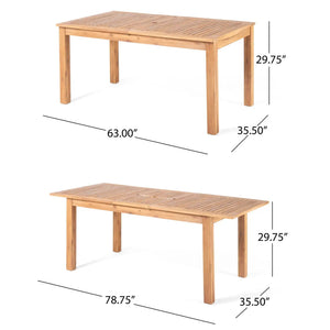 Outdoor Expandable Dining Table with Square Legs - Dark Gray or Light Brown