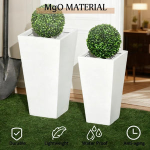 Outdoor Planter Set with Drainage Holes - 2-Pack, Magnesium Oxide
