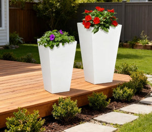 Outdoor Planter Set with Drainage Holes - 2-Pack, Magnesium Oxide