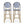 Outdoor Rattan French Barstool Set - Navy Blue & White