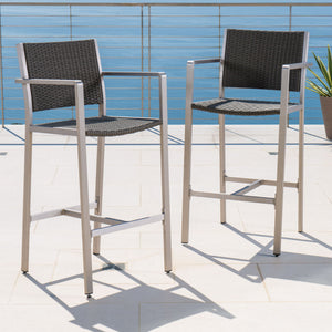 Outdoor Rust Proof Aluminum Barstools with Lightweight Frame - Dark Gray or Pearl Silver