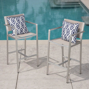 Outdoor Rust Proof Aluminum Barstools with Lightweight Frame - Dark Gray or Pearl Silver