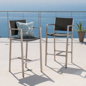 Outdoor Rust Proof Aluminum Barstools with Lightweight Frame - Dark Gray or Pearl Silver