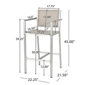 Outdoor Rust Proof Aluminum Barstools with Lightweight Frame - Dark Gray or Pearl Silver
