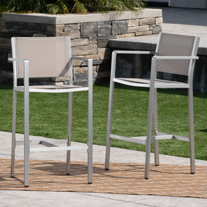 Outdoor Rust Proof Aluminum Barstools with Lightweight Frame - Dark Gray or Pearl Silver