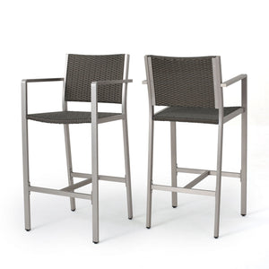 Outdoor Rust Proof Aluminum Barstools with Lightweight Frame - Dark Gray or Pearl Silver
