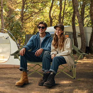 Oversized Camping Chair Folding Loveseat Camping Couch with Cup Holders & Thick Padding