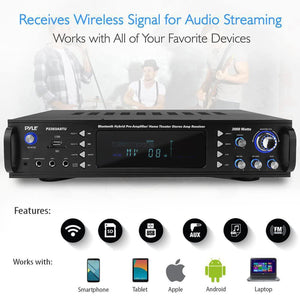 Pyle P2203ABTU.5 Home Theater Bluetooth Hybrid Pre-Amplifier Stereo Receiver