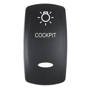 Pacer Actuator - 'COCKPIT' f/V Series Contura Switches - Black - Laser Etched (Top/Bottom Light) [EV2LE-CKPT] - TRAPSKI