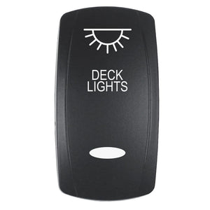 Pacer Actuator - 'DECK LIGHTS' f/V Series Contura Switches - Black - Laser Etched (Top/Bottom Light) [EV2LE-DECK] - TRAPSKI
