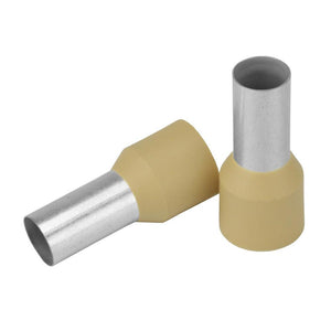 Pacer Beige 2 AWG Wire Ferrule - 16mm Length - 10 Pack - TRAPSKI