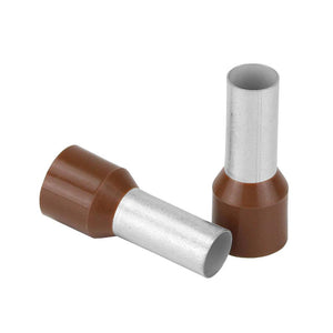 Pacer Brown 4 AWG Wire Ferrule - 16mm Length - 10 Pack - TRAPSKI