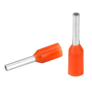 Pacer Orange 20-22 AWG Wire Ferrule - 6mm Length - 25 Pack - TRAPSKI