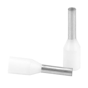 Pacer White 18-20 AWG Wire Ferrule - 6mm Length - 25 Pack - TRAPSKI