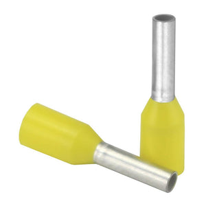 Pacer Yellow 18 AWG Wire Ferrule - 6mm Length - 25 Pack - TRAPSKI