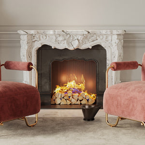 Panacea Products Modern Round Powder Coated Steel Fireplace Coal Scuttle, Black