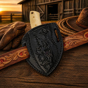 Pancake Sheath Knife – Rasp Steel Blade With Bone & Turquoise Handle