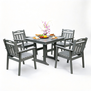 HDPE Outdoor Patio Dining Set with Table and 4 Chairs - Weather-Resistant