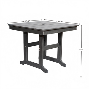 HDPE Outdoor Patio Dining Set with Table and 4 Chairs - Weather-Resistant