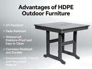 HDPE Outdoor Patio Dining Set with Table and 4 Chairs - Weather-Resistant