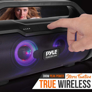 Pyle PBMWP185 500 W Portable Bluetooth Wireless BoomBox Speakers Stereo (2 Pack)