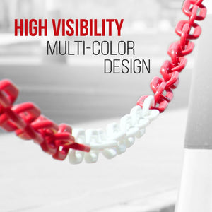 Pyle PCHN31 Weatherproof Safety Chain Barrier Plastic Links 82 Feet, Red & White
