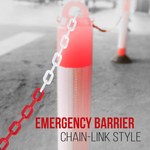 Pyle PCHN31 Weatherproof Safety Chain Barrier Plastic Links 82 Feet, Red & White