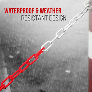 Pyle PCHN31 Weatherproof Safety Chain Barrier Plastic Links 82 Feet, Red & White