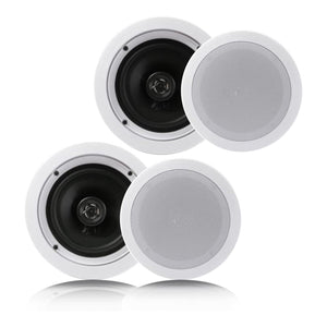 Pyle PDIC1661RD 6.5 Inch 200 Watt In Ceiling Wall 2 Way Speaker System (2 Pairs) - TRAPSKI