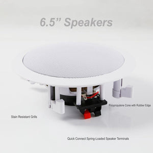 Pyle PDIC1661RD 6.5 Inch 200 Watt In Ceiling Wall 2 Way Speaker System (4 Pairs)