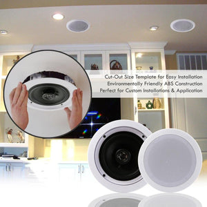 Pyle PDIC1661RD 6.5 Inch 200 Watt In Ceiling Wall 2 Way Speaker System (4 Pairs)